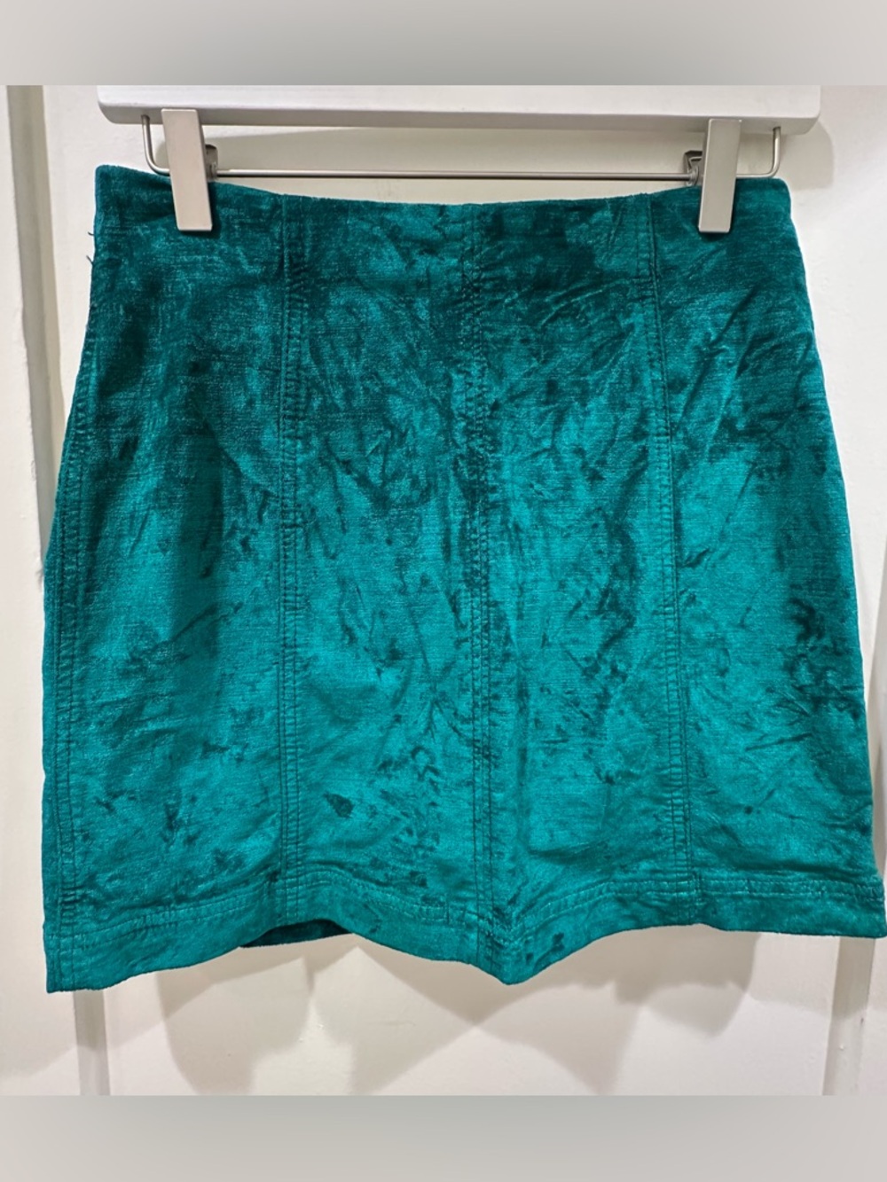 Free People Emerald Crushed Velvet Mini Skirt